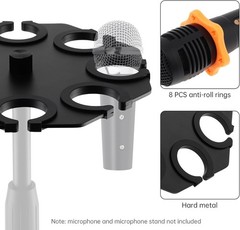 8-Slot Multi Microphone Holder Up to 8 Mics Metal Tray Attachment for 5/8-27