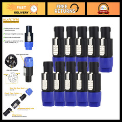 10 Pack 4 Pole Speakon Connectors – Pro DJ PA Twist Lock Audio Adapters, NL4/NL2