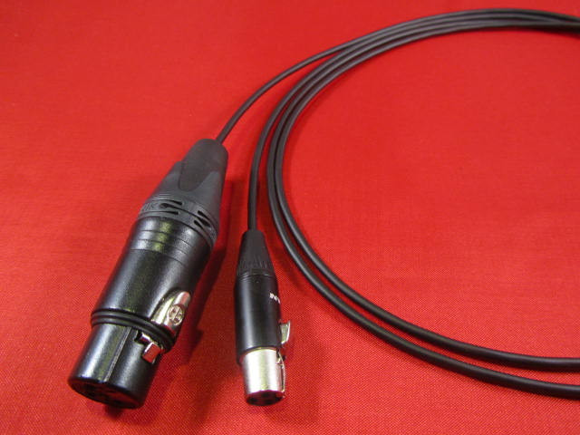 3 Ft MOGAMI 2697 TINY XLR FEMALE (TA3F) to NEUTRIK XLR FEMALE CABLE.