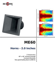 2x B&C ME60 2″ Constant Directivity Cast Aluminum Horn 60×40 4Bolt 800Hz 2″Flare