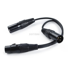 3-Pin XLR Female Jack to Dual 2 Male Plug Y Splitter Mic DJ Cable Adaptor 16 AWG