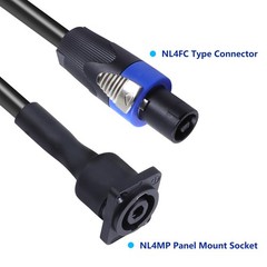 3 Feet Speakon Male Plug to Female Socket Cable 4 Conductor Pro Panel Mount Wire