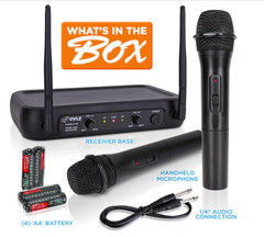Pyle VHF Fixed Frequency Wireless Microphone System, Adjustable Volume Controls