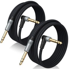 2 Pack 10FT 1/4″ TRS Balanced Audio Cable Stereo Right Angle Male to Male Cord
