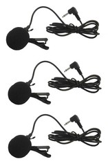 Audio2000’S AEM6002X3 3-Pack Lavalier Mic w/3.5mm Right Angle Connector – NEW