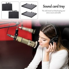2Pcs ABS Live Sound Card Tray with Clamp Black Microphone Stand Storage Holder