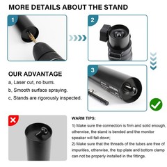 Vondynote Set of 2 Desktop Clamp Speaker Stands Short Studio Monitor Black