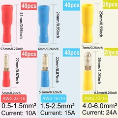 200pcs Bullet Connectors Male and Female, Wire Red, Blue, Yellow