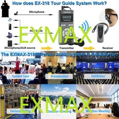 EXMAX-EX-318 Voice Wireless Tour Guide System Audio for Church,Teaching,Training