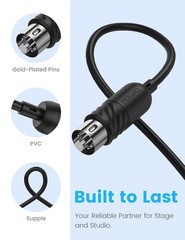 MOSWAG 6-Feet MIDI Cable 2 Pack Male to Male 5-Pin for Keyboard & Synths