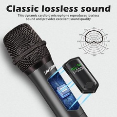 talomen Wireless Microphone,Professional Dual Handheld standard, Gray