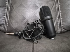 DSCHLZY Black Condenser Microphone, Wired XLR 3-Pin, Shock Mount
