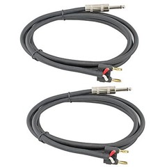 2 pack 6 ft foot PA DJ 1/4 to banana speaker amp amplifier cable cord PAIR 12ga