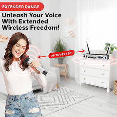, UHF Wireless Microphone System, Portable Digital Audio Mixer, Bluetooth, Two H