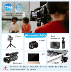 Wireless Lavalier Microphone, Lapel Microphone for DSLR Camera with OLED Display