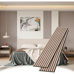 Acoustic Wood Slat Wall Panels Soundproofing Eco-Friendly Interior Wall Decor US