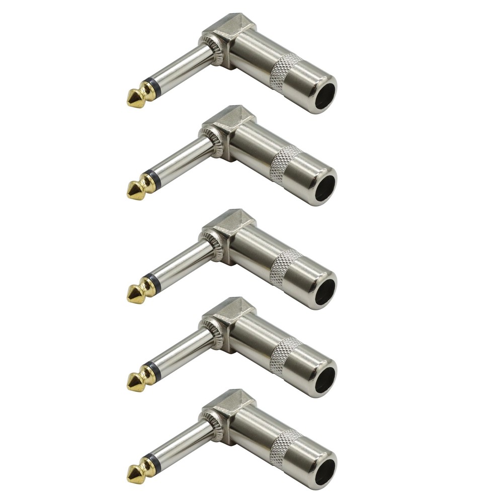 5PC Audio 1/4″ TS Plug 6.35mm Mono Male Solder Jack Connector for Speaker/Guitar