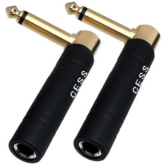CESS-190 Guitar Plug Adapter Right Angle 1/4 TS Female to Male Mono 2 Pack