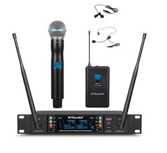 2×100 Channel UHF Wireless Lapel Headset Lavaliere Microphone System 260HL