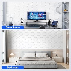 12 Pack Hexagon Acoustic Panels with Self-Adhesive, 12″ Basic 12 Pack, White