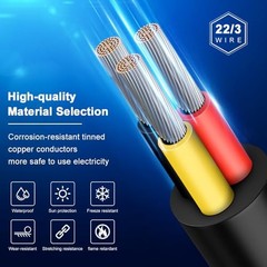 22 Gauge 3 Conductor Electrical Wire, 16.5FT 2464 22AWG 3 16.5 FT 22 AWG-3C