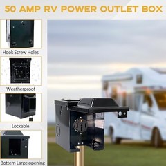 RV/EV 50 Amp 125/250 Volt Power Outlet Box with Flag, Black RVPNR588F