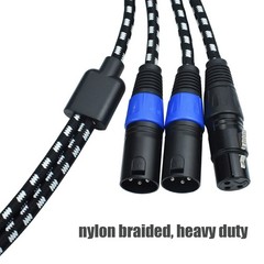 XLR Y Splitter Cable 2 Feet Female To Dual Male Microphone Cord Nylon Braided
