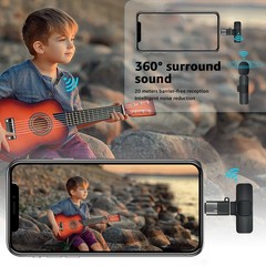 Plug Play Wireless Lavalier Mic Portable Clip Microphone for Phone Video Record