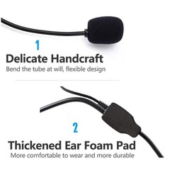 2Pcs Microphone Headset Mic, Flexible Wired Boom for Voice Amplifier, Black