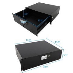 3 Space 3U Rack Mount 19″ Drawer Locking DJ Rack Gear Audio Road Case IT Network