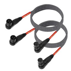 2 PCS Right Angle XLR Cable 3 FT Adjustable Female Male Mic 90 Degree Adapter
