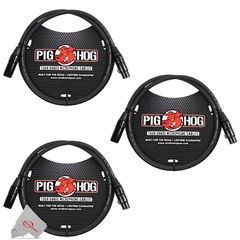 Pig Hog 8mm XLR Microphone Cable Male to Female 3 Ft Premium Mic Cable x3