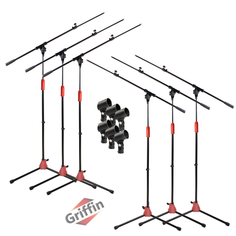 Microphone Stand 6 PACK – GRIFFIN Telescoping Boom Arm Mic Studio Stage Tripod