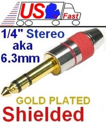 Lot100 1/4″Stereo Male Plug Audio/Microphone Cable/Cord End/Terminator 6.35mm{gR