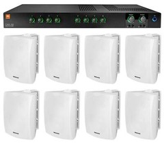 JBL CSMA280 Commercial/Restaurant 70v Amplifier+(8) White 6.5″ Wall Speakers