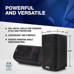 TX410 350W 10″ Powered PA Speaker with TWS Bluetooth, 2-Channel Mixer, Monito…