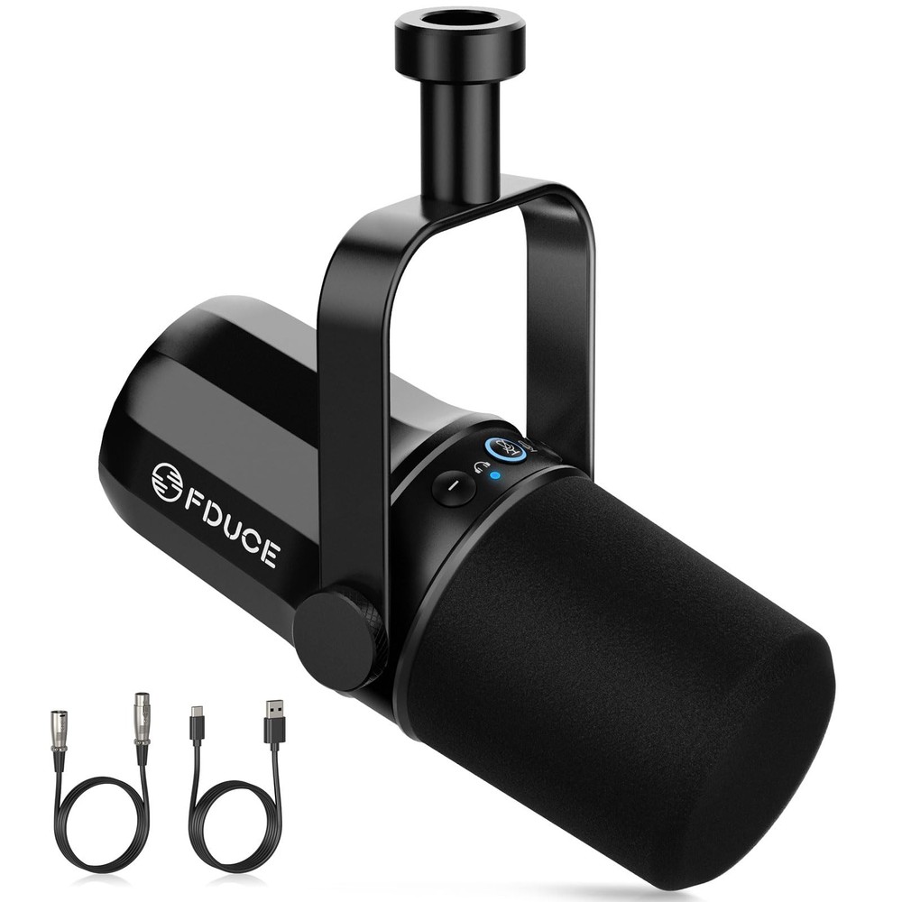 FDUCE SL40 USB/XLR Dynamic Microphone for Podcasting, Gaming, Live Black