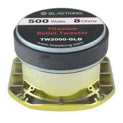 Blastking TW2000-GLD 500 Watts 4×4 inch 1.5 inch VC Titanium Bullet Tweeter Gold