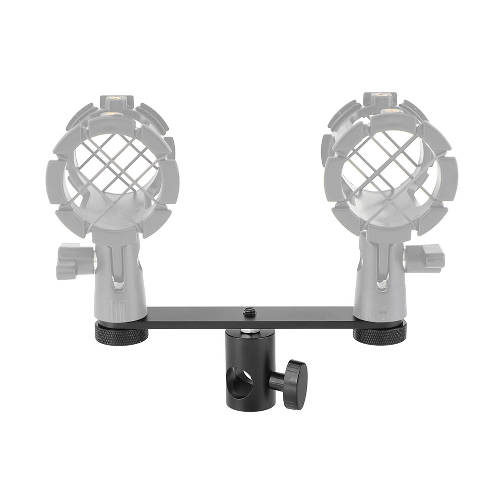 CAMVATE T-bar Bracket With Double Microphone Mounts & Light Stand Head Adapter