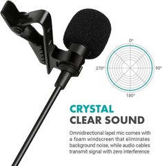 Movo DOM1 3.5mm TRS Lavalier Omnidirectional Condenser Microphone for Camera +