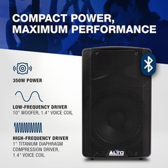 TX410 350W 10″ Powered PA Speaker with TWS Bluetooth, 2-Channel Mixer, Monito…