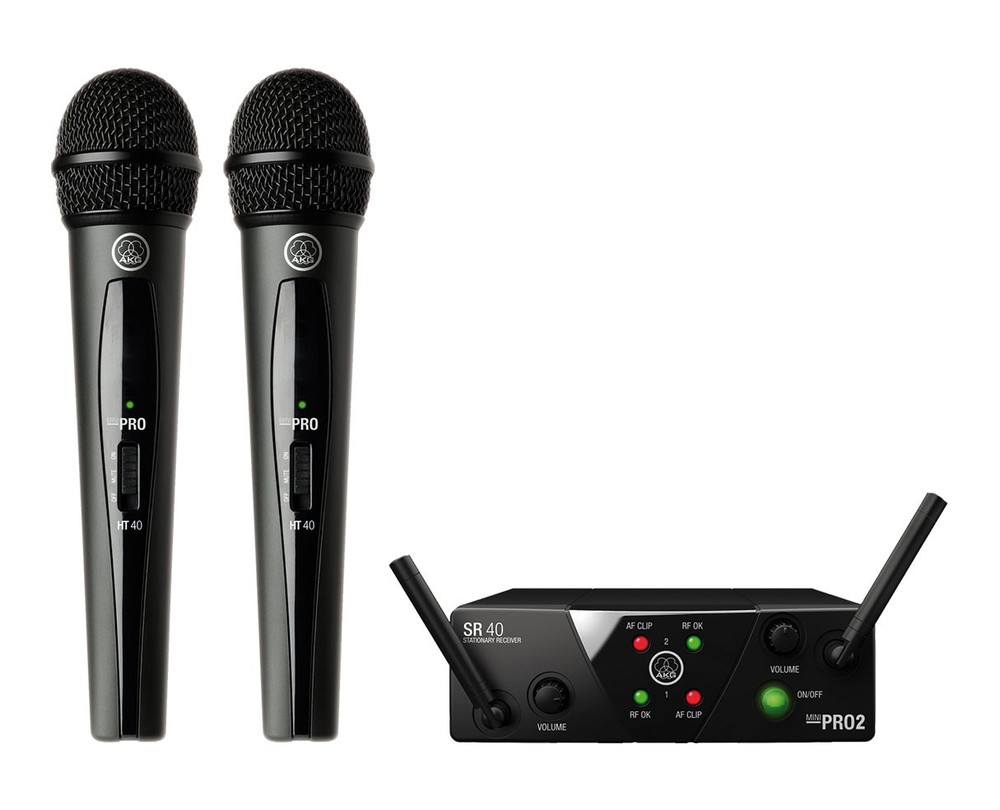 AKG WMS40 Mini Dual Vocal Set Wireless Handheld Microphone System (Band B/D)
