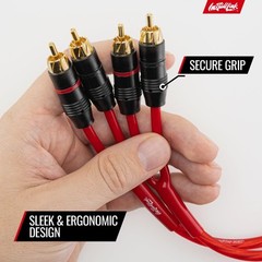 Install Link Audio Cable RCA for Subwoofer or Stereo 20 Feet, Frosted Red
