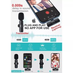 Lavalier Wireless Microphone Audio Video Recording Mini Mic For iphone/Android