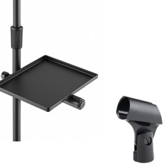 u-mount Mic Stand Utility Tray + Euro-Style Microphone Clip Recording Bundle