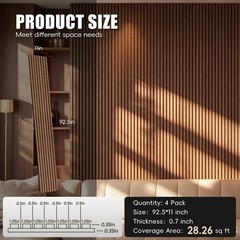RITOLLO Wood Acoustic Wall Panels 92 5 X 11 In 4 Pack Walnut