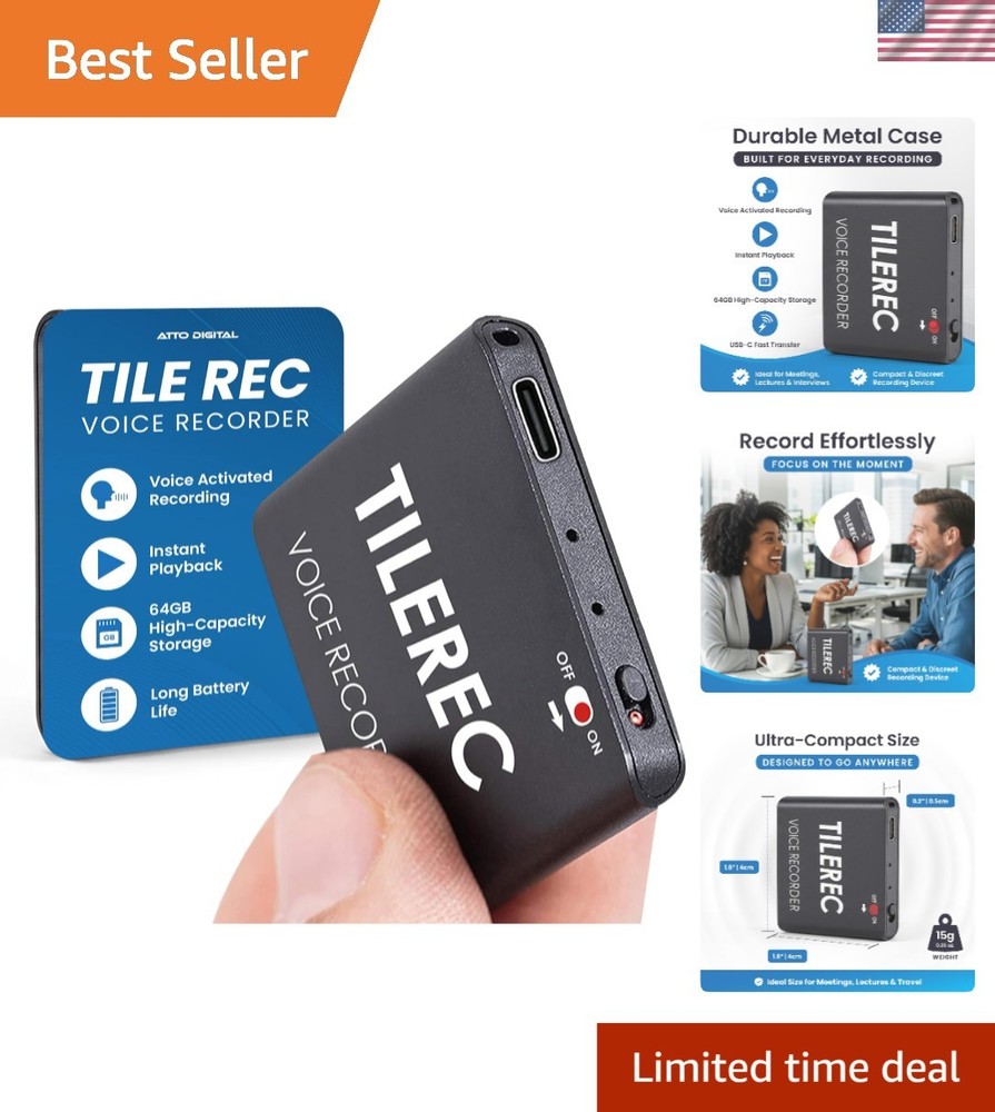 Durable 64GB Voice Recorder with Built-In Microphone for Professional Use