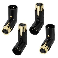 Heavy Duty XLR Male to Female 4 Pack – 90° Adapter