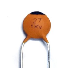 100pc Disc Ceramic Capacitor 27pF 1KV J ±5% NP0 Pitch=5mm RoHS Taiwan NPO