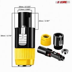 5 Core Speakon 1/4″ Female – Male Connectors Pair 4 Pole SpeakON Connector